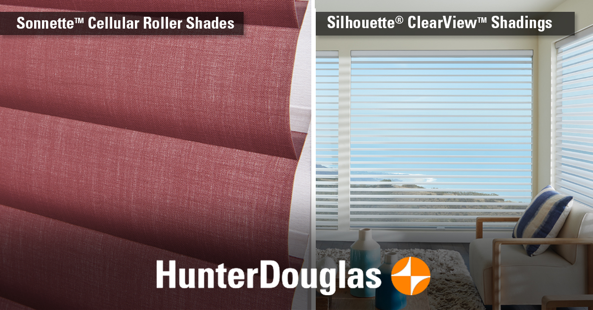 Sonnette Cellular Roller Shades and the innovative new fabric featured in Silhouette® ClearView Shadings